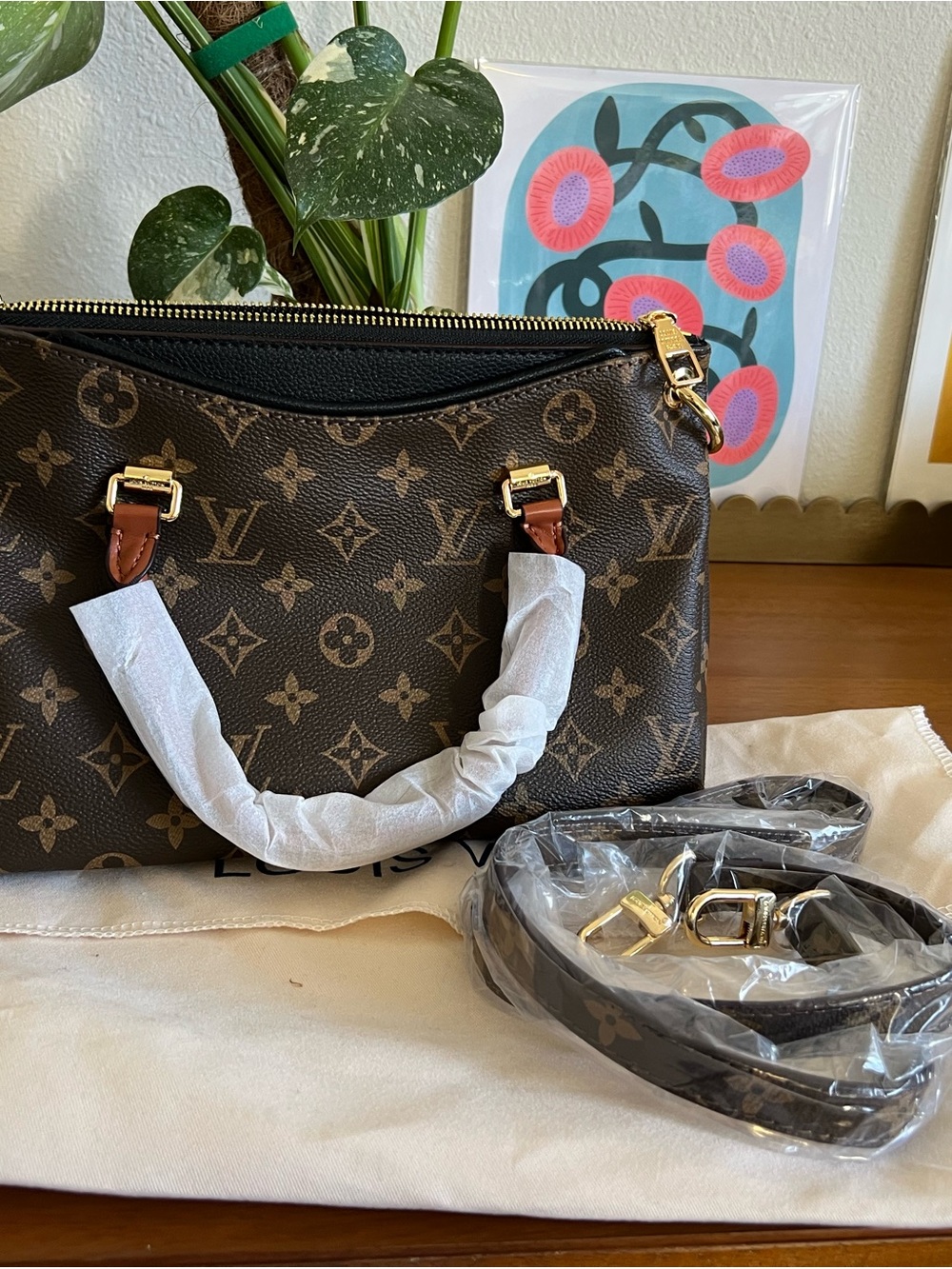 Louis Vuitton Monogram Canvas Satchel with Gold Hardware